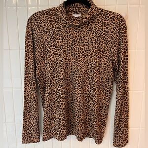 J.Crew Leopard Print Turtleneck Top Women’s Size Small | 100% Cotton